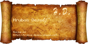 Hrubos Dezső névjegykártya